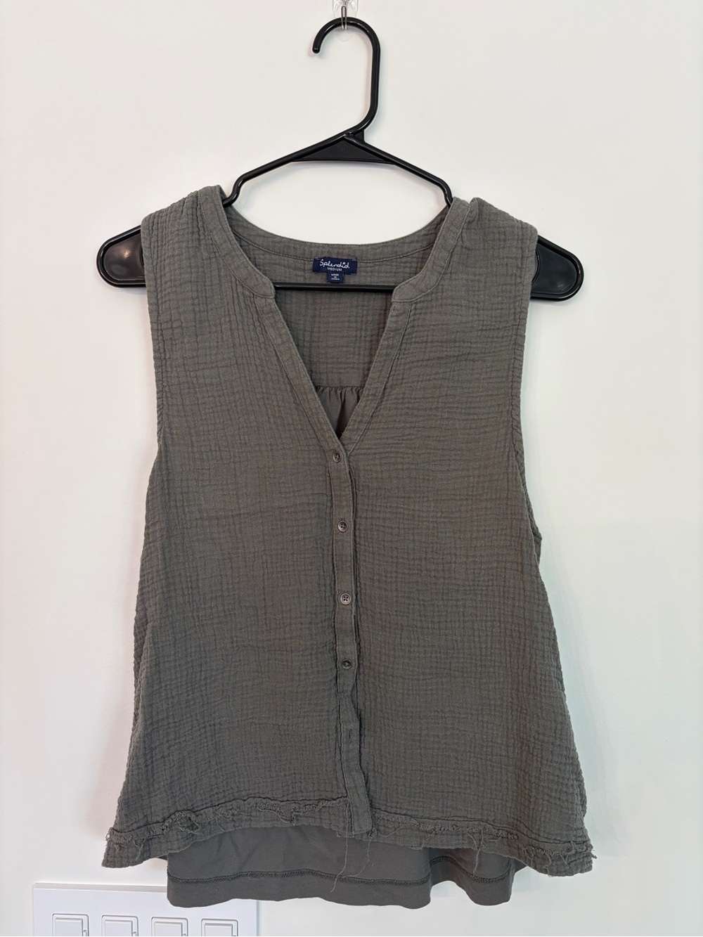Splendid Olive Green Sleeveless Button-Front Tank Top